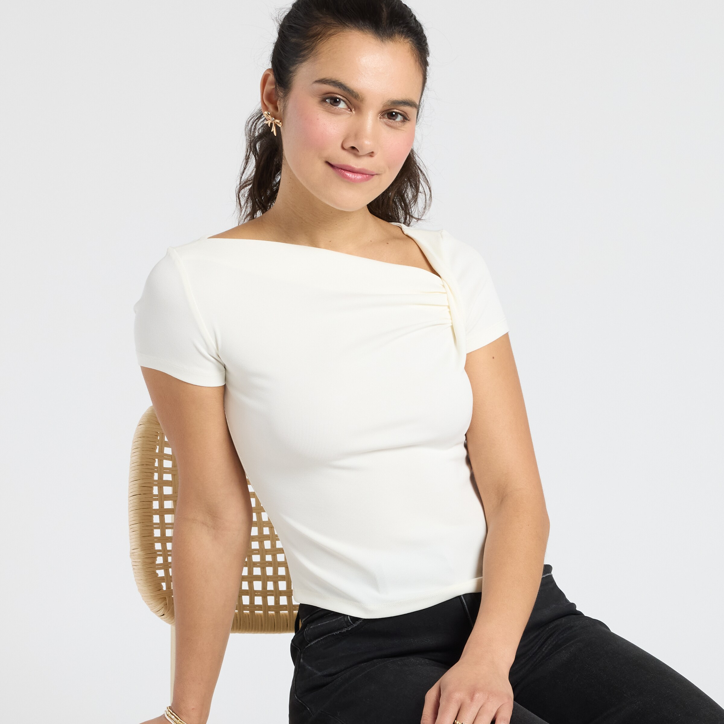 The Workshop Asymmetric Twist Shoulder Top at Dry Goods