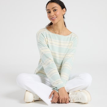 Originality Boat Neck Striped Sweater