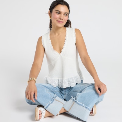 Pink Rose Thermal Babydoll Tank