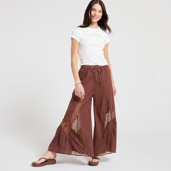 Angie Lace Panel Wide Leg Pants