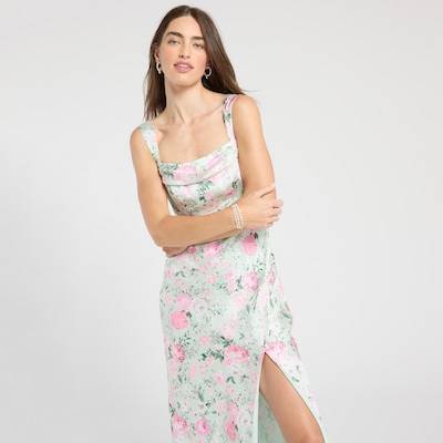 Crystal Doll Drape Front Satin Dress