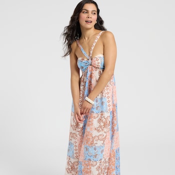 Crystal Doll Halter Front Patchwork Dress