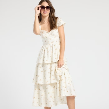 August Sky Tiered Sweetheart Floral Dress