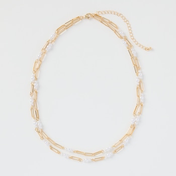 avec Layered Pearl Chain Necklace