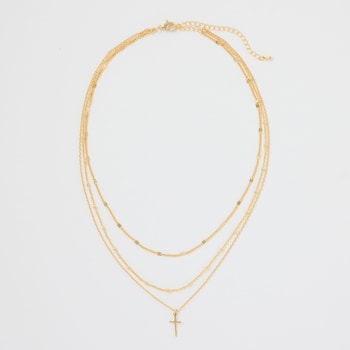 avec Triple Layer Cross Necklace